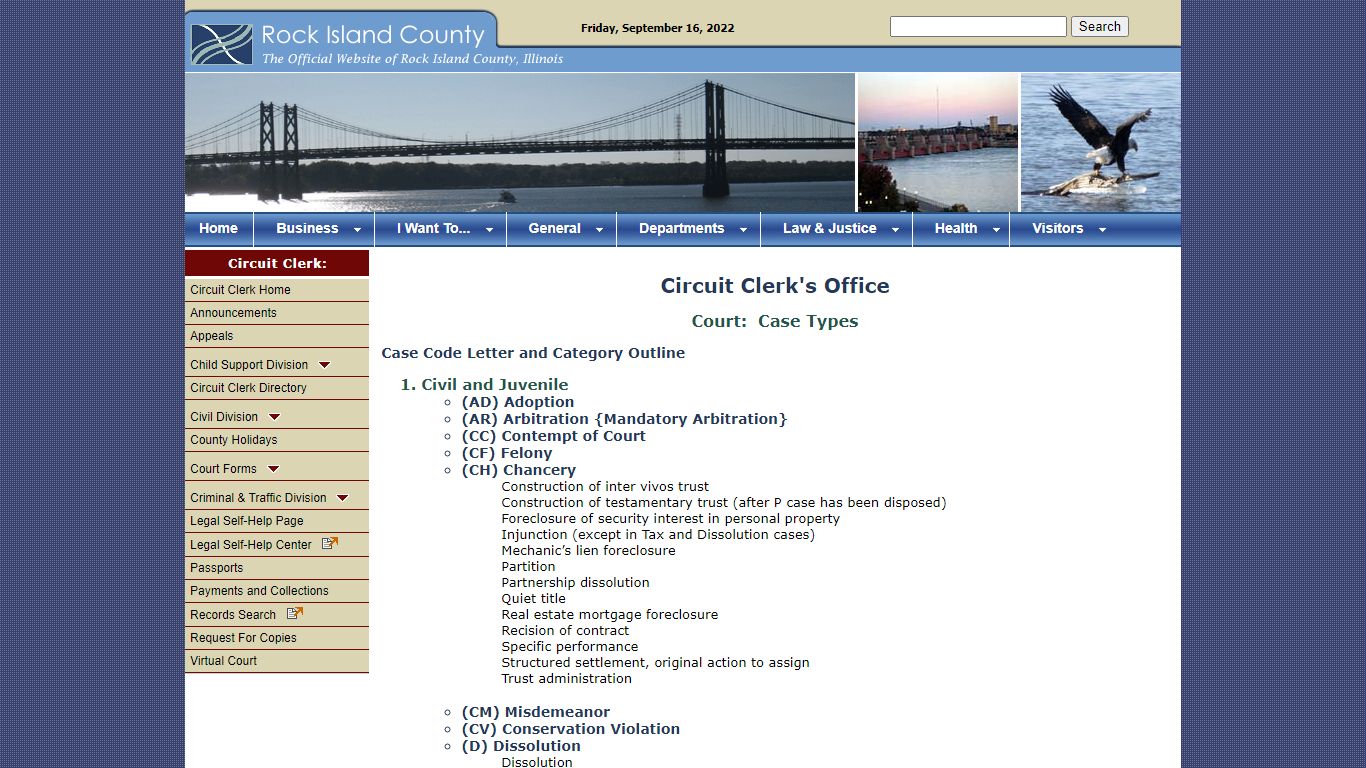 Rock Island County Circuit Clerk - Court Case Types